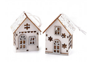 Dekorácia - drevený domček biely