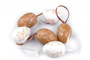 Veľkonočná dekorácia - vajíčka na zavesenie - Hnedá