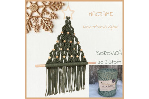Materiál na vianočný macrame stromček - Borovica so zlatom