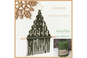 Materiál na vianočný macrame stromček - Avokádo so zlatom