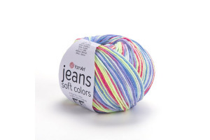 Jeans Soft Colors 6207 - biela-modrá-malinová-žltá